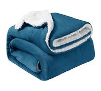 Oxford Homeware Sherpa Fleece Blanket Reversible Throw Blankets Soft Fluffy Thick Blankets Microfiber Plush Blanket for Bed, Couch (Teal, King (200 x 240 Cm))