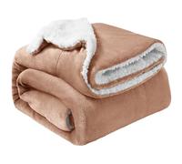 Oxford Homeware Sherpa Fleece Blanket Reversible Throw Blankets Soft Fluffy Thick Blankets Microfiber Plush Blanket for Bed, Couch (Camel, Double (150 x 200 Cm))