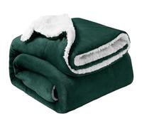 Oxford Homeware Sherpa Fleece Blanket Reversible Throw Blankets Soft Fluffy Thick Blankets Microfiber Plush Blanket for Bed, Couch (Emerald, King (200 x 240 Cm))