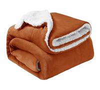 Oxford Homeware Sherpa Fleece Blanket Reversible Throw Blankets Soft Fluffy Thick Blankets Microfiber Plush Blanket for Bed, Couch (Rust, Double (150 x 200 Cm))