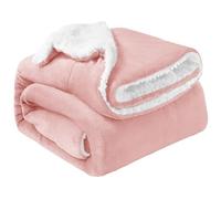 Oxford Homeware Sherpa Fleece Blanket Reversible Throw Blankets Soft Fluffy Thick Blankets Microfiber Plush Blanket for Bed, Couch (Pink, King (200 x 240 Cm))