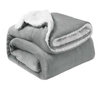 Oxford Homeware Sherpa Fleece Blanket Reversible Throw Blankets Soft Fluffy Thick Blankets Microfiber Plush Blanket for Bed, Couch (Silver, Double (150 x 200 Cm))