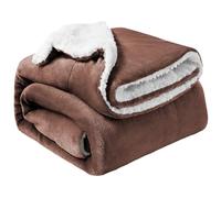 Oxford Homeware Sherpa Fleece Blanket Reversible Throw Blankets Soft Fluffy Thick Blankets Microfiber Plush Blanket for Bed, Couch (Coffee, Single (130 x 150 Cm))