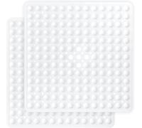 Oxford Homeware Shower Bath Mat Non Slip Anti Mould - White 53x53 cm 2 Pack Shower Mat for Bathtub and Bathroom with Drain Holes and Strong Suction Cups Machine Washable Bath Mats
