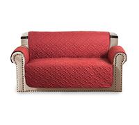 Oxford Homeware Sofa Slipcovers 3 Seater Embossed Water Proof with Adjustable Elastic Straps Quilted Reversible Sofa Covers for Pets & Kids (Burgundy - Cream, 280cm x 179cm)