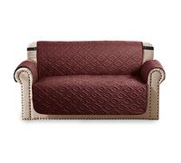 Oxford Homeware Sofa Slipcovers 3 Seater Embossed Water Proof with Adjustable Elastic Straps Quilted Reversible Sofa Covers for Pets & Kids (Brown - Beige, 280cm x 179cm)