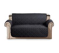 Oxford Homeware Sofa Slipcovers 3 Seater Embossed Water Proof with Adjustable Elastic Straps Quilted Reversible Sofa Covers for Pets & Kids (Black - Dark Grey, 280cm x 179cm)