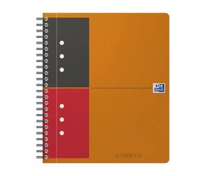 Oxford International A5+ Poly Cover Activebook Narrow Ruled with Margin and Perforated Notebook Including Repositionable Divider, 80 Page, 1 Notebook, 100104067, orange/black/red