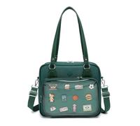 Oxford Ita Bag Crossbody Shoulder Bag Satchel Messenger Backpack Multi-Purpose Pins Display, Dark Green