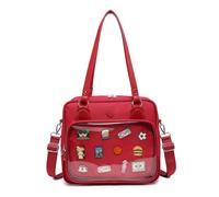 Oxford Ita Bag Crossbody Shoulder Bag Satchel Messenger Backpack Multi-Purpose Pins Display, Maroon, 8 inches (W) x 11.5 inches (L) x 1 inch (H)