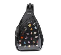 Oxford Ita Bag Kawaii Pin Display Chest Pack Single Shoulder Bag Sport Backpack Hiking Daypack, Black(large), L