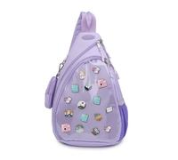 Oxford Ita Bag Kawaii Pin Display Chest Pack Single Shoulder Bag Sport Backpack Hiking Daypack, Purple(medium), Classic