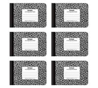 Oxford Jr. Composition Notebooks, School Supplies, Notebooks for School, Half Size, 4-7/8 x 7-1/2 Inches, Wide Ruled Paper, 80 Sheets, Kids Journal, Black Marble Covers, 6 Pack (63773)