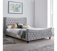 Oxford - King Size - Sleigh Bed - Grey - Velvet - 5ft - Happy Beds