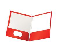 Oxford Laminated Twin-Pocket Folders, Letter Size, Red, Holds 100 Sheets, Box of 25 (51711EE)