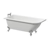 Oxford Left Hand Single Ended Freestanding Shower Bath with Chrome Claw Feet | White | Acrylic | 1700mm x 750mm