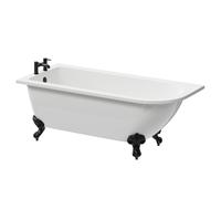 Oxford Left Hand Single Ended Freestanding Shower Bath with Matt Black Claw Feet | White | Acrylic | 1700mm x 750mm