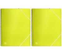 Oxford, Lime Green Plastic Document Folder A4 30 Clear Pockets (Pack of 2)