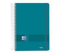 Oxford Live & Go 2026 Day Per Page Diary, A5, Plastic Cover with Spiral, Spanish, Aqua