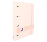 Oxford Live & Go 4 Ring Binder Polyfoam with Refill and Rubber, Size A4+, Removable Board, Sticker Sheet, Replacement Strips with 5 Ribbons and 5 x 5 Squares, Pastel Pink