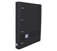 Oxford Live & Go 4 Ring Binder - Polyfoam with Rubber, Size A4+, Removable Board, Sticker Sheet, Refill with 5 Ribbons and 5 x 5 Squares, Black