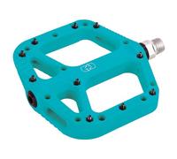 Oxford Loam 20 Nylon Flat Pedals - Durable Composite Body, Cro-Mo 9/16" Axle, Sealed Bearings, 10 Grip Pins | MTB, Trail & Urban Use - Turquoise