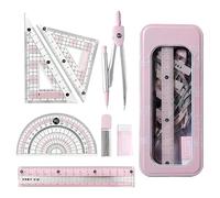Oxford Maths Set for Secondary School Supplies Students Gifts Stuff,Pink Protractor 360 and Maths Compass Ruler Geometry Sets Exam Stationery