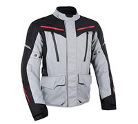 Oxford Men's Metro 2.0 Motorcycle Jacket, Grey/Black/Red, 3XL