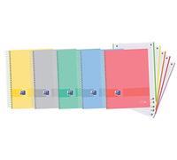 Oxford Microperforated A4+ Notebook, Europeanbook5 Oxford & You, Extra Hard Cover, 5 Bands Colour, 5 x 5 Squares, 120 Sheets, 90 g, Assorted Colours