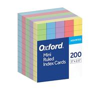 Oxford Mini Ruled Index Cards, Ruled, 3". x 2.5", Assorted Colors, 200 ea