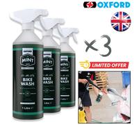 Oxford Mint Bike Wash All-Purpose Biodegradable Motorcycle Cleaner 1 Litre (3x)