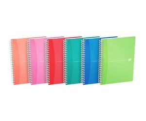 Oxford My Colours Set of 5 Spiral Bound Polypropylene Notebooks A5 Petits Carreaux Assorted Colours