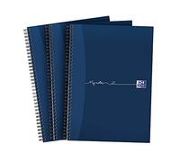 Oxford My Notes A4 Notebook, Wirebound, 8 mm Lined with Margin, 200 Page, Pack of 3, Perforated Edge, Optik Paper+, Navy
