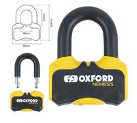 Oxford Nemesis Motorcycle Motorbike Disc Lock Yellow ultra-strong Padlock 16mm