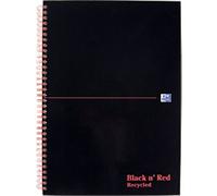 OXFORD Notebook Black n' Red A4 Ruled Spiral Bound Cardboard Hardback Black, Red 140 Pages 70 Sheets