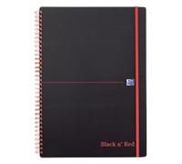 OXFORD Notebook Black n' Red A4 Ruled Spiral Bound PP (Polypropylene) Hardback Black, Red Perforated 140 Pages 140 Sheets