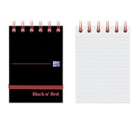OXFORD Notebook Black n' Red A7 Ruled Spiral Bound Cardboard Hardback Black, Red Perforated 140 Pages 70 Sheets