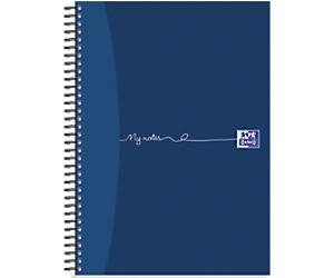 OXFORD Notebook My Notes A4 Ruled Spiral Bound Cardboard Hardback Blue Perforated 200 Pages 100 Sheets Pack of 3