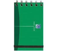 OXFORD Notepad Office Essentials A7 Ruled Spiral Bound Cardboard Hardback Green Perforated 140 Pages Pack of 10
