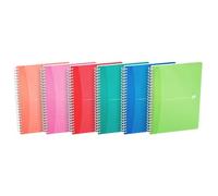 Oxford A5 Wirebound Notebook, Lined 180 pg, Repositionable Divider/Ruler, Assorted Colours Pack of 5