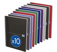 Oxford Office Essentials 100100385 Pack of 10 Bound Notebook with Soft Cover Notebook - 100 pages-Assorted Colours