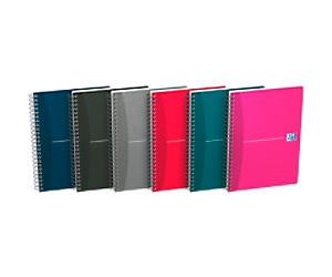 OXFORD Office Essentials Notebook A4 Ruled Spiral Bound Cardboard Hardback Assorted 180 Pages Pack of 5