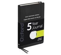 Oxford One Line a Day 5 Year Journal, Daily Keepsake Memory Book with Undated Entries, 366 Pages, 5.6” x 8.3”, Black Hardcover, Ribbon Markers and Pocket for Photos and Mementos (1017049)