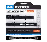Atlas B-Clip (Pair), 17mm x 1.2m, Black. Motorcycle Adjustable Luggage Strap