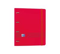 Oxford, Oxford Live & Go 4 Ring Binder Polyfoam with Refill and Elastic Band A4+ with Refill, 100 Sheets, 5 Coloured Strips and 5 x 5 Squares, Red