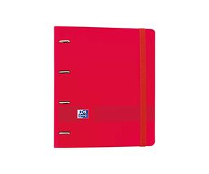 Oxford, Oxford Live & Go 4 Ring Binder Polyfoam with Refill and Elastic Band A4+ with Refill, 100 Sheets, 5 Coloured Strips and 5 x 5 Squares, Red
