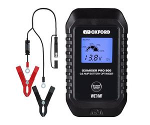 Oxford Oximiser Pro 900 Battery Charger. Motorcycle/Moped/Scooter. Optimiser Management System (UK Plug). Charge/Maintain/Optimise. Waterproof. WET/MF.