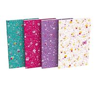 Oxford Pack of 10 Flowers Notebooks 9 x 14 cm 60 Pages Lined 6 mm Stapled Card Cover Assorted Colours