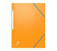 OXFORD Pack of 10 Folders with 3 Flaps Recycled Bicolour A4 with Elastic Card Cover Orange