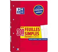 OXFORD Pack of 300 A4 Sheets (21 x 29.7 cm) Detachable and Perforated Large Squares Seyès + Protective Cover